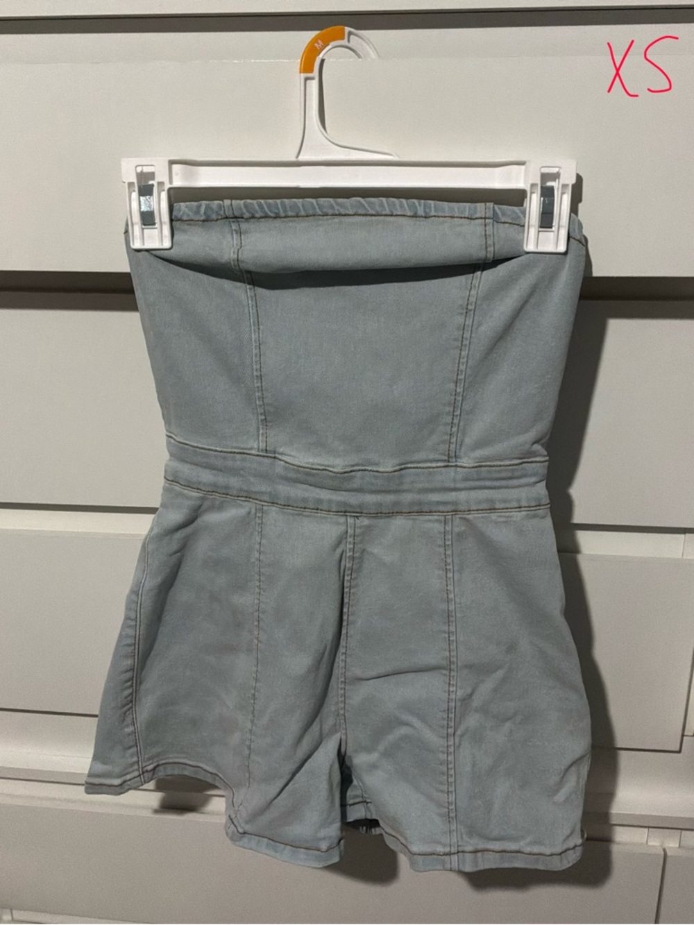 Strapless Light Blue Denim Romper